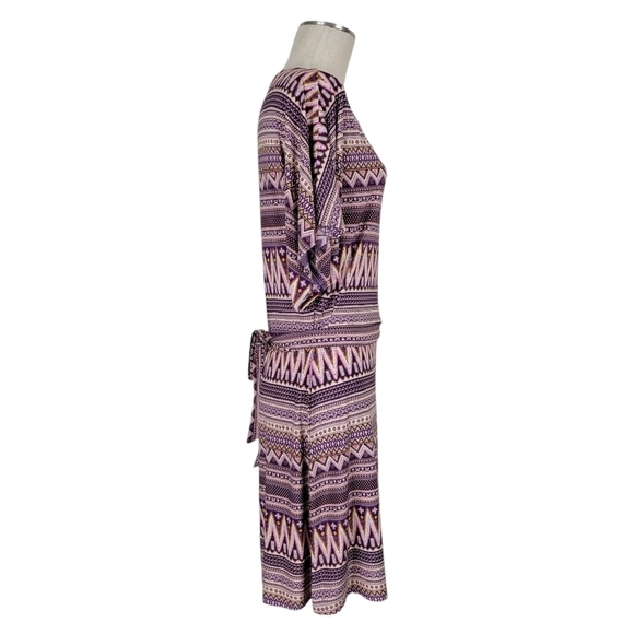 BCBGMaxAzria Dress Size M Dolman Sleeves Jersey Knit Stretchy Purple Combo New - Picture 2 of 13